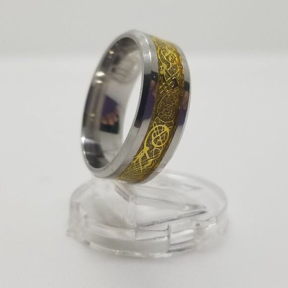 Silver Gold Circular Ring  - Picture 2 of 4